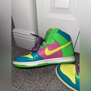 Custom Multivolor Nike Dunk High Top Sneakers